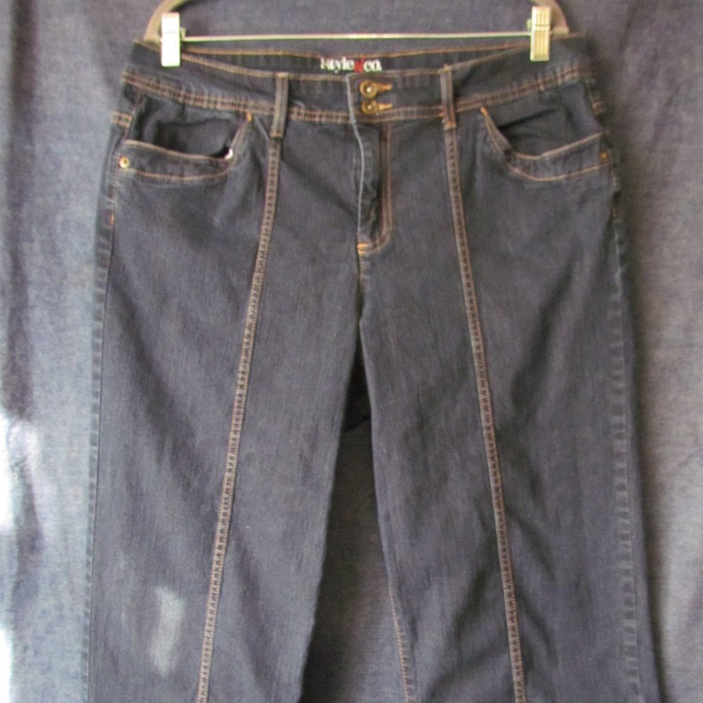 Style & Co Long Jean Shorts with Tan Stitching Size 16